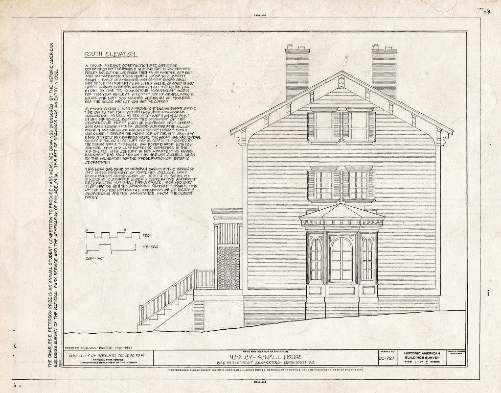 Blueprint West Elevation - Medley-Sewell House, 1545 Thirty-Fifth Street, Northwest, Washington, District of Columbia, DC