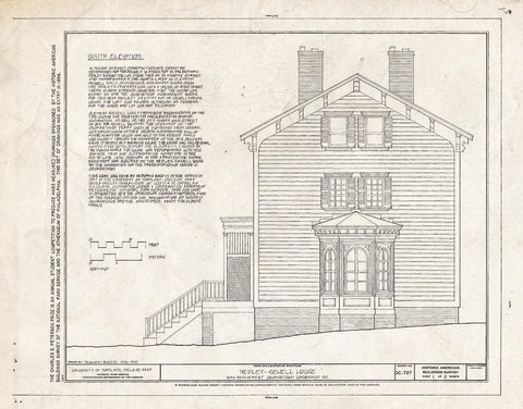Blueprint West Elevation - Medley-Sewell House, 1545 Thirty-Fifth Street, Northwest, Washington, District of Columbia, DC