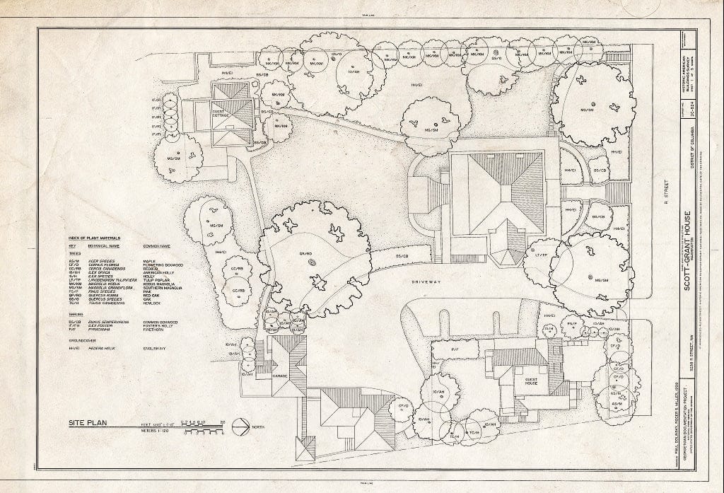 Blueprint Site Plan - Scott-Grant House, 3238 R Street, Northwest, Washington, District of Columbia, DC