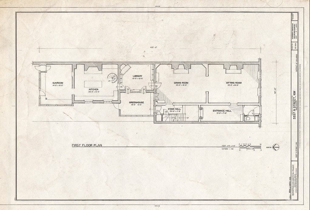 Blueprint First Floor Plan - 3337 N Street, Northwest (House), Washing ...