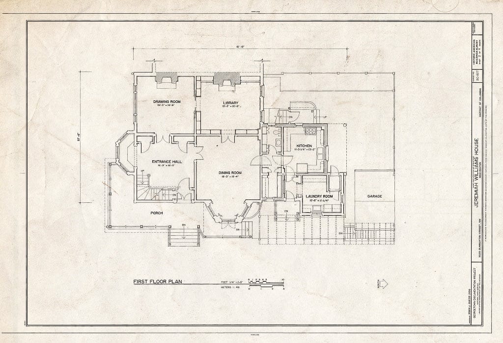 Blueprint First Floor Plan - Jeremiah Williams House, 3035 Dumbarton S ...