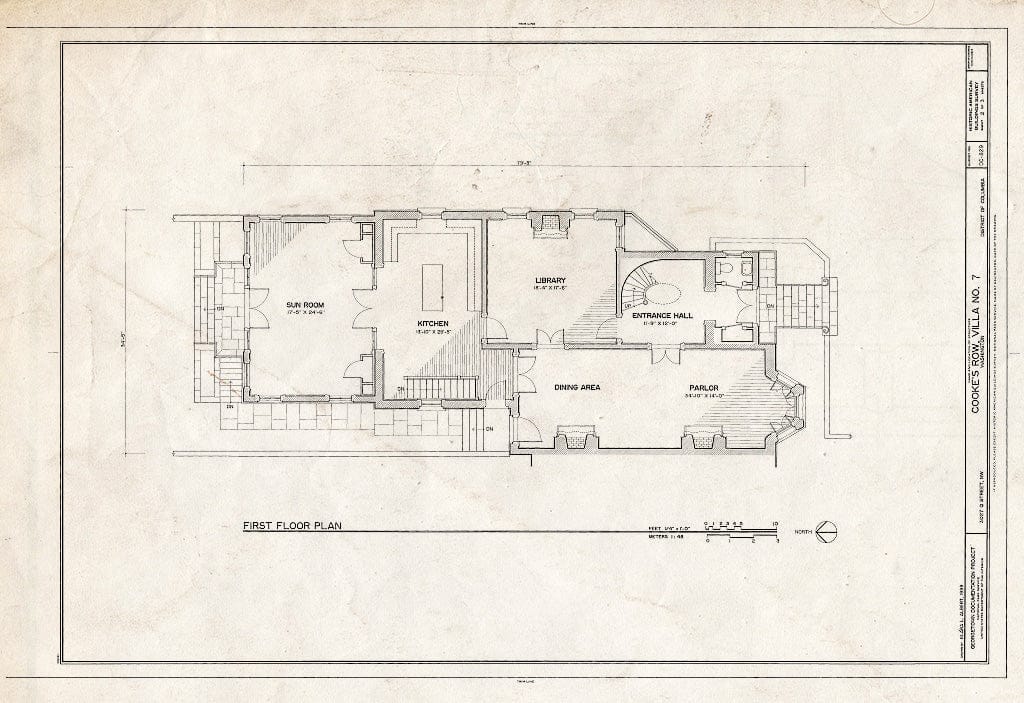 Blueprint First Floor Plan - Cooke's Row, Villa No. 7, 3027 Q Street ...