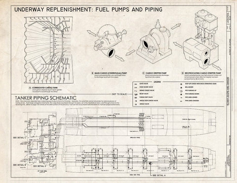 Blueprint Underway Replenishment: Fuel Pumps and Piping - U.S. Navy Oilers and Tankers, U.S. Maritime Administration, Washington, District of Columbia, DC