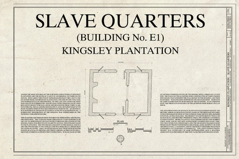 Blueprint Title Page, Plan - Kingsley Plantation, Slave Quarters, 11676 Palmetto Avenue, Jacksonville, Duval County, FL
