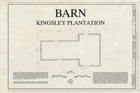 Blueprint Title Page; Plan - Kingsley Plantation, Barn, 11676 Palmetto Avenue, Jacksonville, Duval County, FL