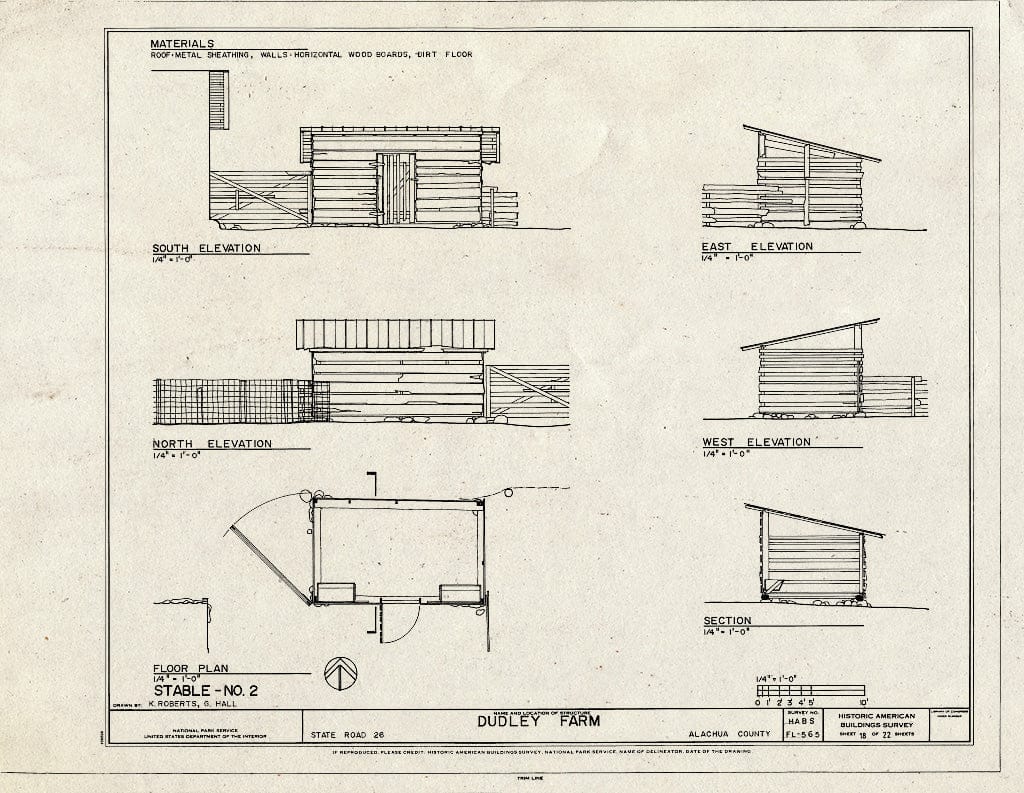 Blueprint Stable No. 2 - Elevations, Floor Plan & Section - Dudley Far ...