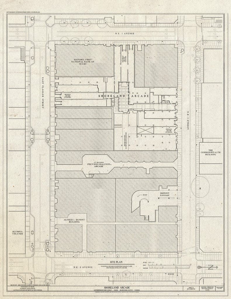 Blueprint Site Plan - Shoreland Arcade, 120 Northeast First Street, Miami, Miami-Dade County, FL