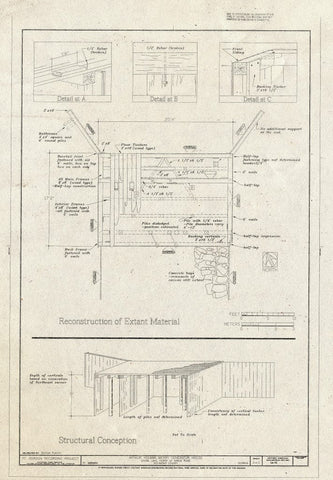 Blueprint Structural Conception & Reconstruction of Extant Material - Arthur Holmes Merry Generator House, Signal Lake North of Range Road, Fort Gordon, Richmond County, GA