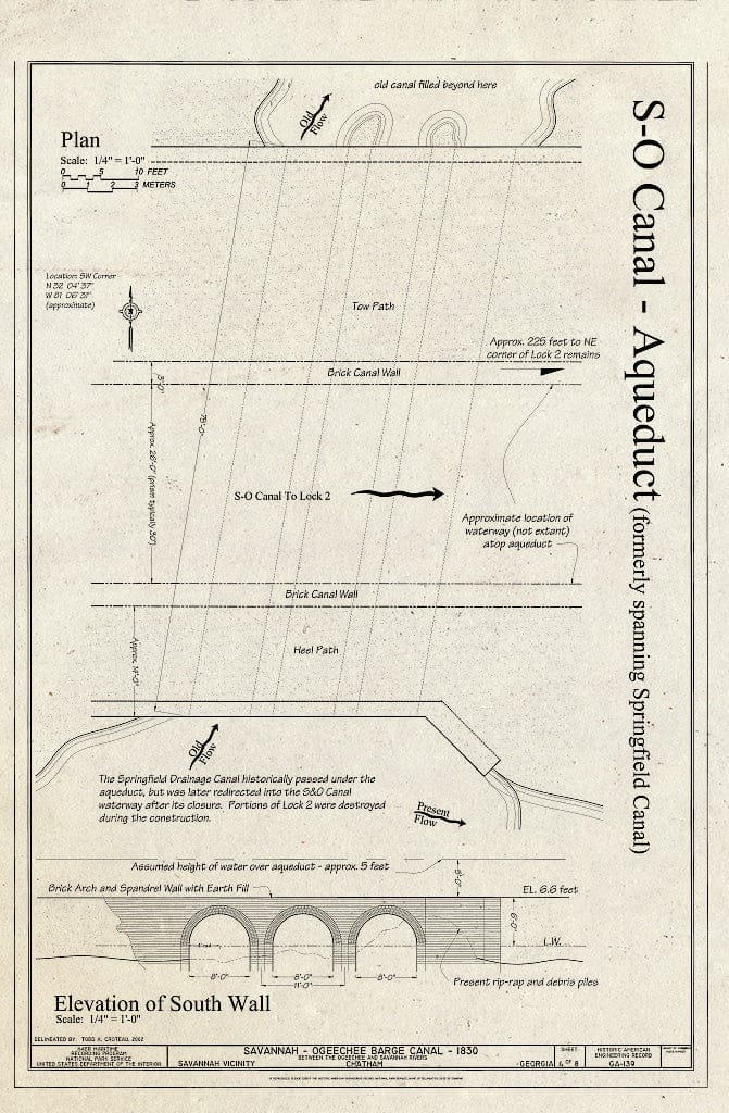 Blueprint Aqueduct (Formerly Spanning Springfield Canal) - Savannah & Ogeechee Barge Canal, Between Ogeechee & Savannah Rivers, Savannah, Chatham County, GA