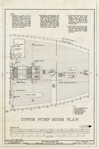 Blueprint Upper Pump Room Plan - Ship Falls of Clyde, Hawaii Maritime Center, Pier 7, Honolulu, Honolulu County, HI