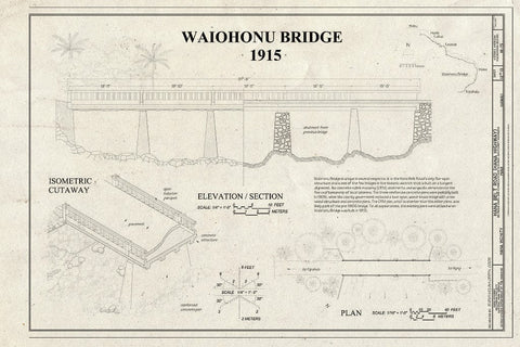 Blueprint Waiohonu Bridge - Hana Belt Road, Between Haiku and Kaipahulu, Hana, Maui County, HI