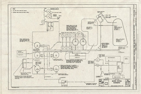 Blueprint Water System Schematic - Hawaii Volcanoes National Park Water Collection System, Hawaii Volcanoes National Park, Volcano, Hawaii County, HI