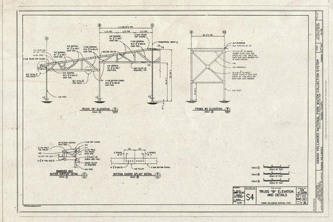 Blueprint Truss 'B' Elevation and Details - Hawaii Volcanoes National Park Water Collection System, Hawaii Volcanoes National Park, Volcano, Hawaii County, HI
