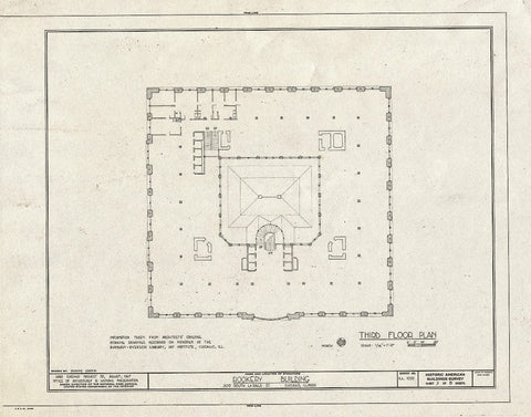 Blueprint Third Floor Plan - Rookery Building, 209 South Lasalle Street, Chicago, Cook County, IL