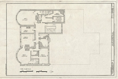 Blueprint Third Floor Plan - Bryan Lathrop House, 120 East Bellevue Place, Chicago, Cook County, IL