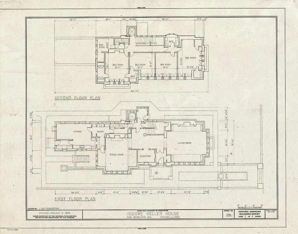 Blueprint HABS Ill,16-CHIG,48- (Sheet 2 of 4) - Isidore Heller House, 5132 South Woodlawn Avenue, Chicago, Cook County, IL