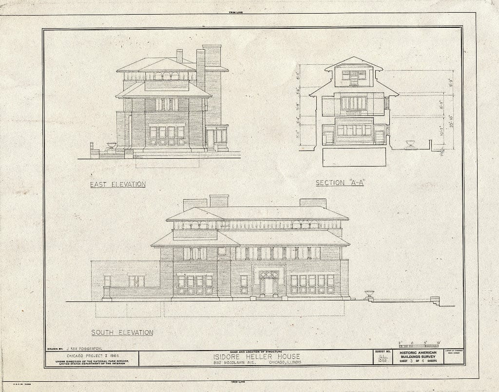 Blueprint HABS Ill,16-CHIG,48- (Sheet 3 of 4) - Isidore Heller House, 5132 South Woodlawn Avenue, Chicago, Cook County, IL