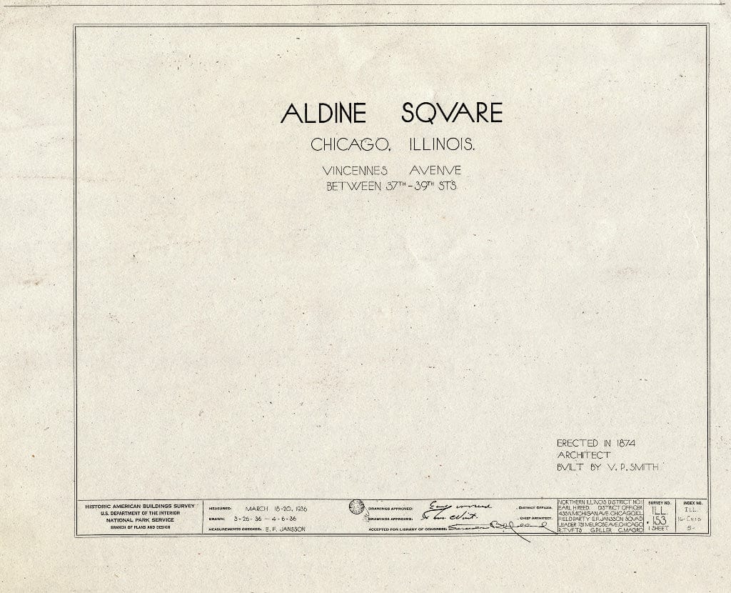 Blueprint HABS Ill,16-CHIG,5- (Sheet 0 of 1) - Aldine Square, Vincennes Avenue, Chicago, Cook County, IL