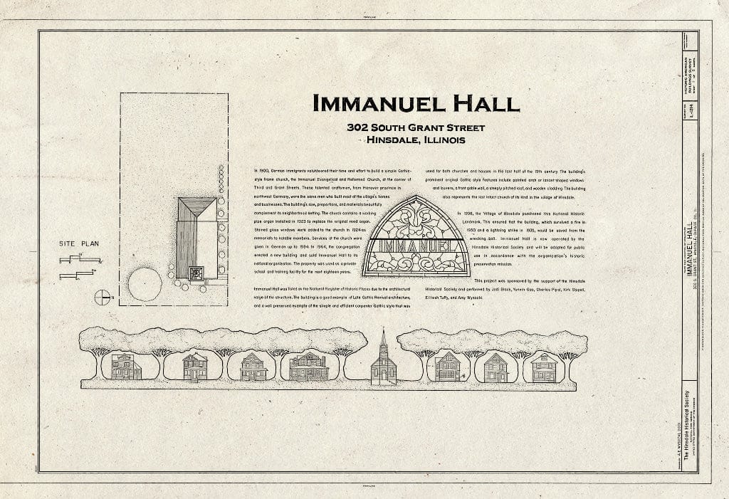 Blueprint HABS IL-1214 (Sheet 1 of 8) - Immanuel Hall, 302 South Grant Street, Hinsdale, Du Page County, IL