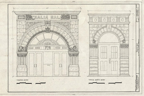 Blueprint Theater Entry, Typical North Entry - Thalia Hall, 1215-1225 West Eighteenth Street, Chicago, Cook County, IL