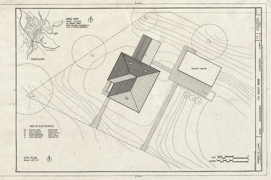 Blueprint Site Plan - U.S. Grant House, Bouthillier & Fourth Street, Galena, Jo Daviess County, IL
