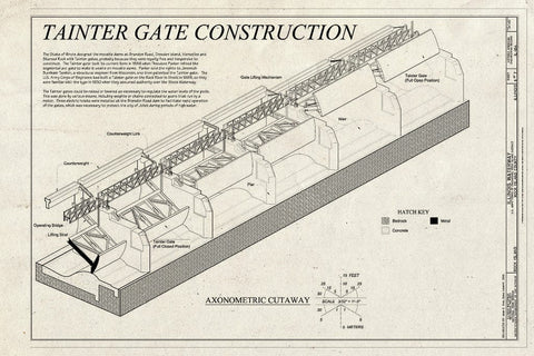 Blueprint Tainter Gate Construction - Illinois Waterway, U.S. Army Corps of Engineers, Rock Island District, Rock Island, Rock Island County, IL
