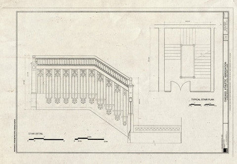 Blueprint Typical Stair Plan and Detail - Chicago Athletic Association, 12 South Michigan Avenue, Chicago, Cook County, IL