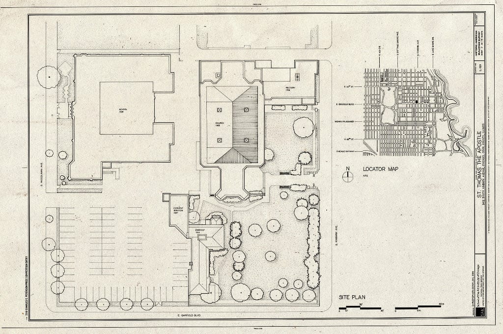 Blueprint Site Plan - St. Thomas The Apostle Church, 5472 South Kimbark Avenue, Chicago, Cook County, IL