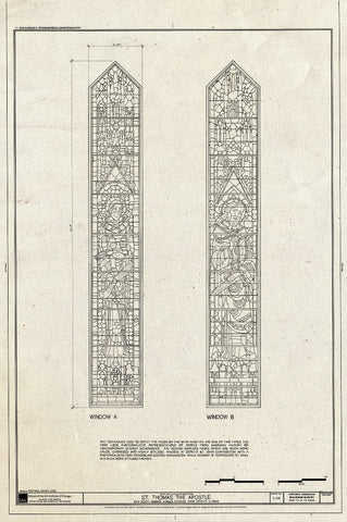 Blueprint Windows A & B - St. Thomas The Apostle Church, 5472 South Kimbark Avenue, Chicago, Cook County, IL