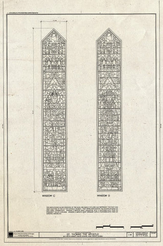 Blueprint Windows C & D - St. Thomas The Apostle Church, 5472 South Kimbark Avenue, Chicago, Cook County, IL