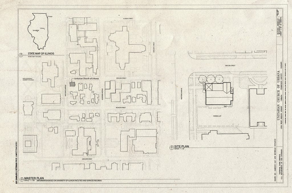 Blueprint Site Plan - Unitarian Church of Urbana, 1209 West Oregon Street, Urbana, Champaign County, IL