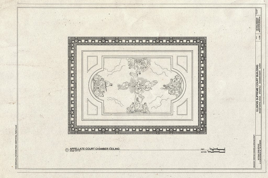 Blueprint Appellate Court Chamber Ceiling - Illinois Supreme Court Building, 200 East Capitol Avenue, Springfield, Sangamon County, IL