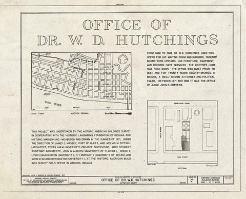 Blueprint Title Page - Dr. William Davies Hutchings Office, 718 West Third Street, Madison, Jefferson County, in