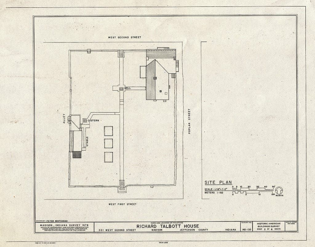 Blueprint Site Plan - Richard Talbott House, 301 West Second Street, Madison, Jefferson County, in