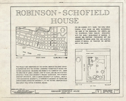 Blueprint Title Page - Robinson-Schofield House, 221 West Second Street, Madison, Jefferson County, in