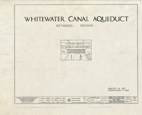 Blueprint Title Sheet - Whitewater Canal Aqueduct, Spanning Duck Creek, Whitewater Canal (Carried Over Creek) (Changed from Duck Creek), Metamora, Franklin County, in
