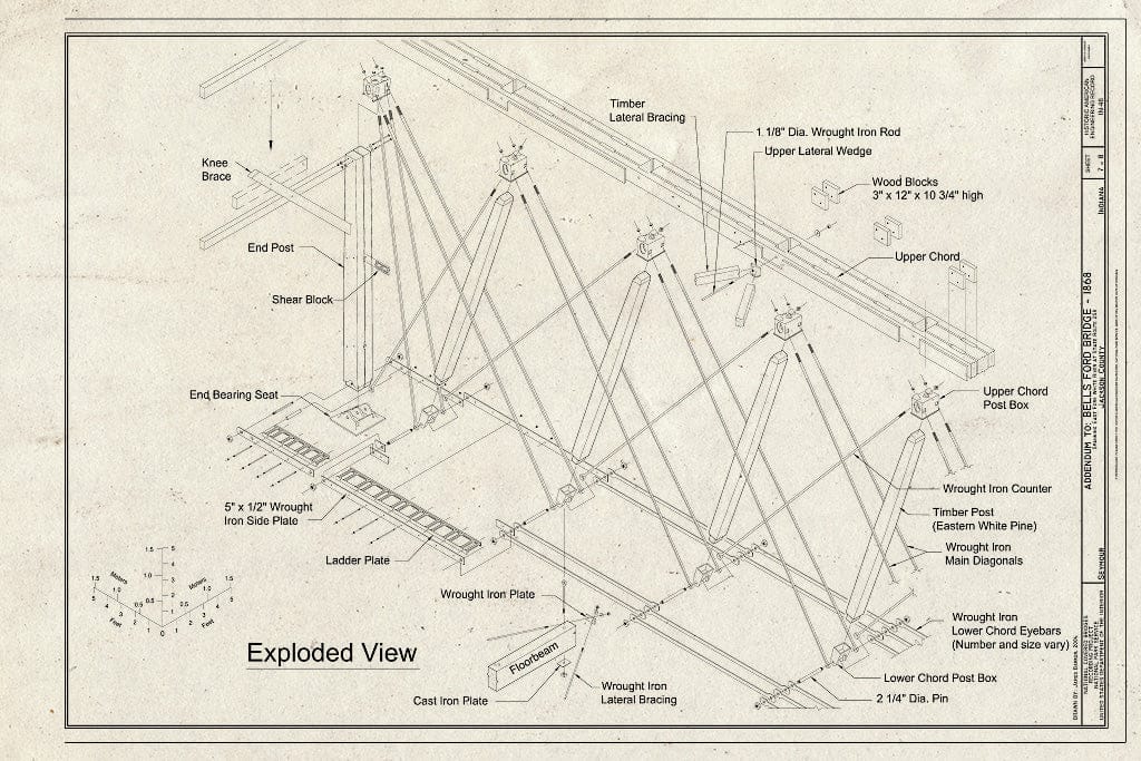 Blueprint Exploded View - Bells Ford Bridge, Spanning East Fork White ...