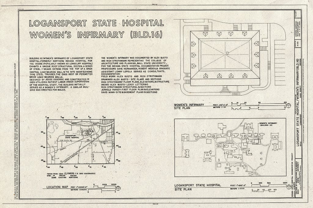 Blueprint HABS IND,9-LOGPO,1A- (Sheet 1 of 7) - Logansport State Hospital, Women's Infirmary, Rural Route 2, Logansport, Cass County, in