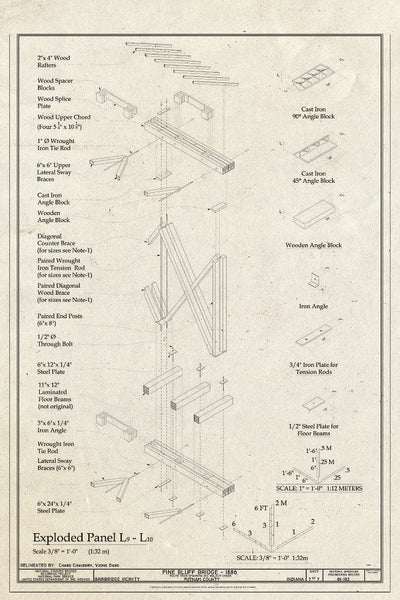 Blueprint Exploded Panel - Pine Bluff Bridge, Spanning Big Walnut Cree ...