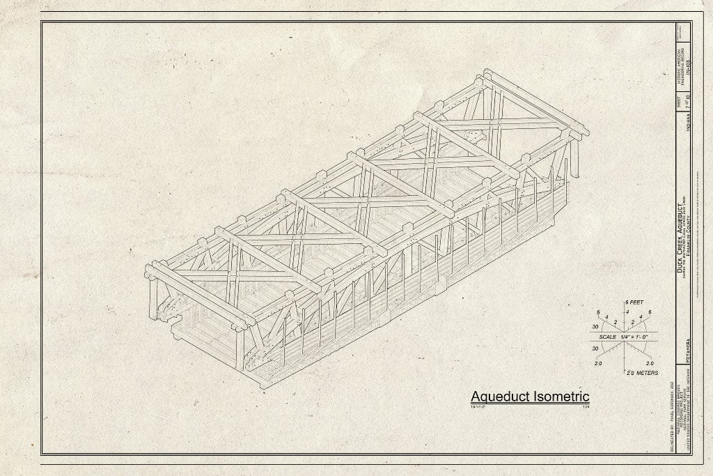 Blueprint Aqueduct Isometric - Duck Creek Aqueduct, Spanning Duck Creek at Whitewater Canal, Metamora, Franklin County, in