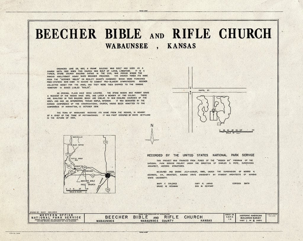 Beecher Rifles Blueprint HABS KANS,99-WABAU,1- (Sheet 1 of 6) - Beecher Bible & Rifle ...