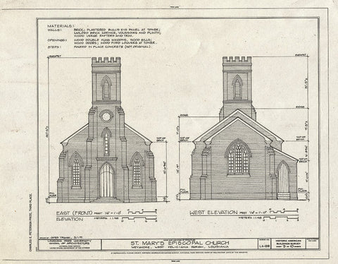Blueprint HABS LA,63-WEY,1- (Sheet 3 of 10) - St. Mary's Episcopal Church, Near LA Highway 66, Weyanoke, West Feliciana Parish, LA