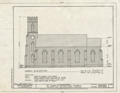 Blueprint HABS LA,63-WEY,1- (Sheet 4 of 10) - St. Mary's Episcopal Church, Near LA Highway 66, Weyanoke, West Feliciana Parish, LA