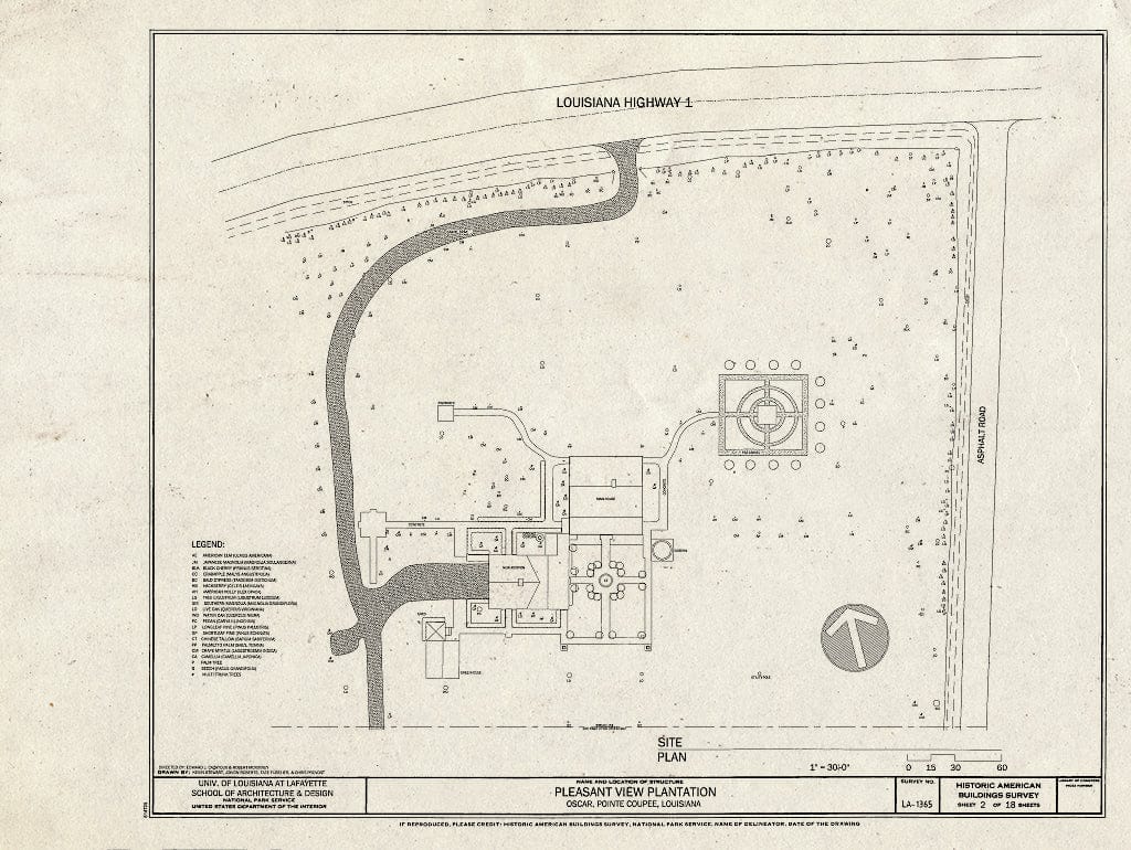 Blueprint Site Plan - Pleasant View Plantation, Oscar, Pointe Coupee Parish, LA