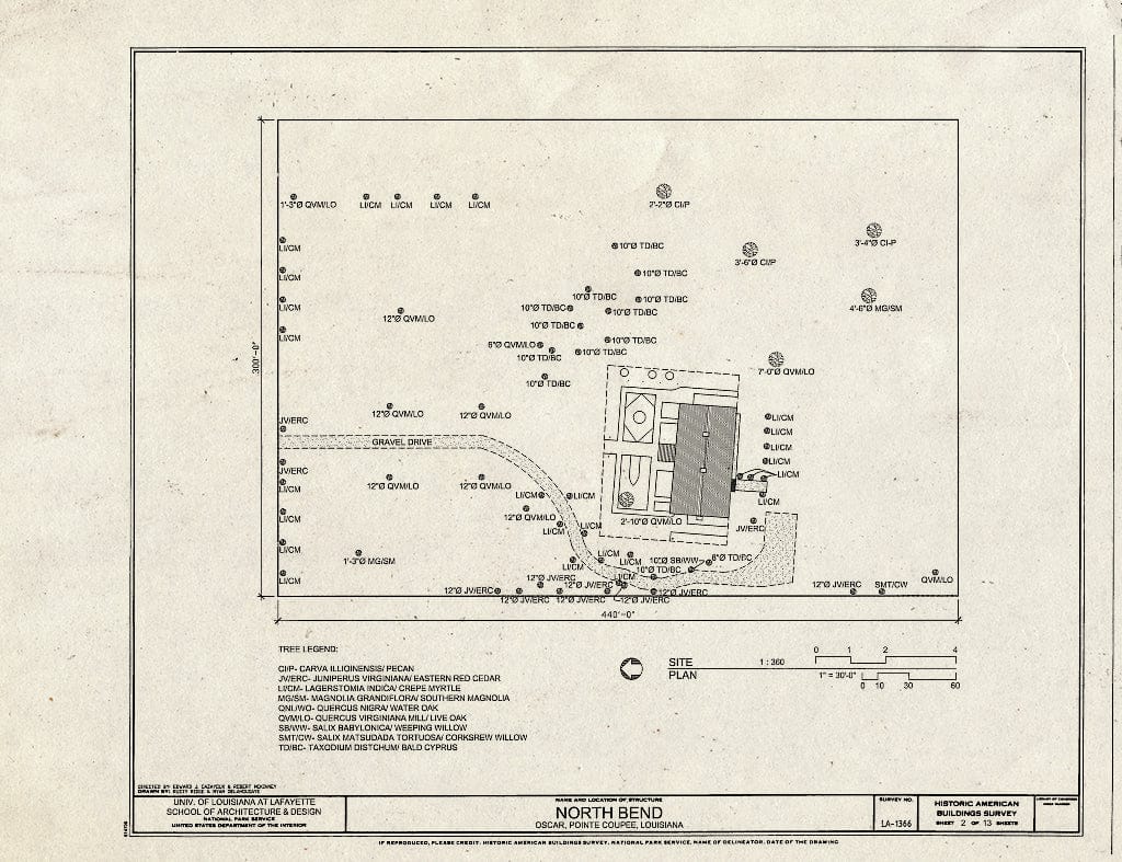 Blueprint Site Plan - North Bend Plantation, Oscar, Pointe Coupee Parish, LA
