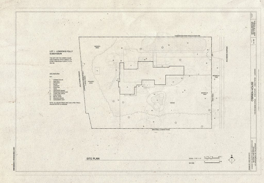 Blueprint Site Plan - O'Brien House, 4740 Richmond Avenue, Shreveport, Caddo Parish, LA