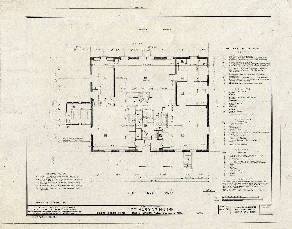 Blueprint 2. First Floor Plan - Lot Harding House, North Pamet Road, T ...