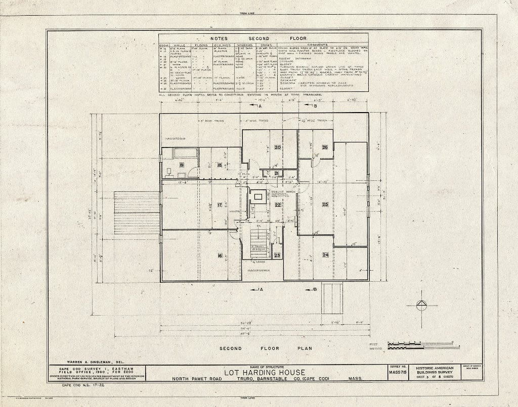 Blueprint 3. Second Floor Plan - Lot Harding House, North Pamet Road ...