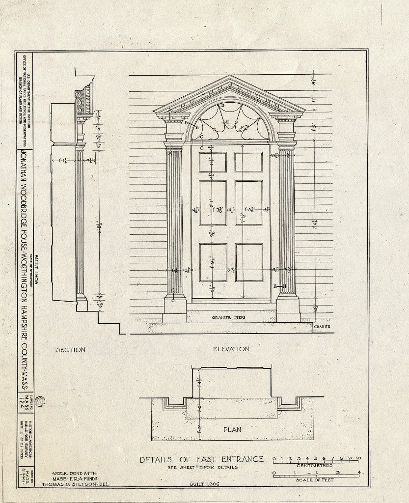 Blueprint HABS Mass,8-Worth,1- (Sheet 9 of 21) - Jonathan Woodbridge House, Four Corners, Worthington Center, Hampshire County, MA