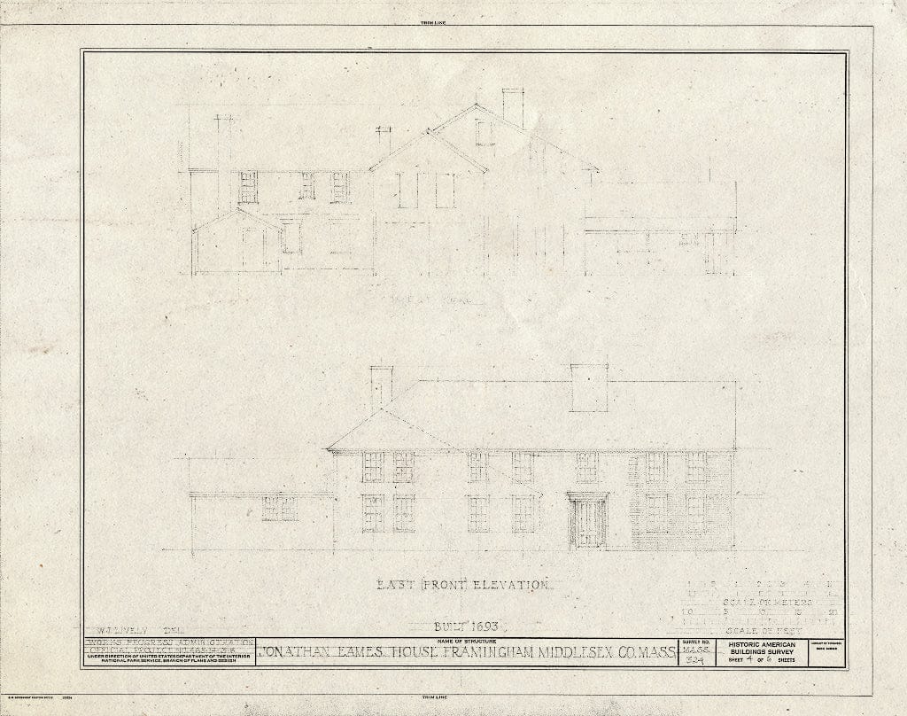 Blueprint HABS Mass,9-FRAM,6- (Sheet 4 of 6) - Jonathan Eames House, Union Avenue (Moved to Prospect Street), Framingham, Middlesex County, MA